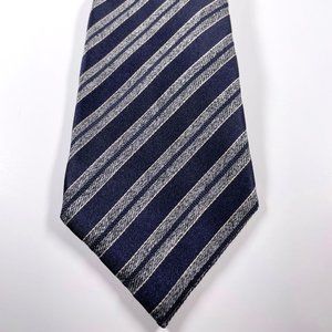 EUC Silk Canali Tie in Blue W/Heathered Grey & Charcoal Diagonal Stripes